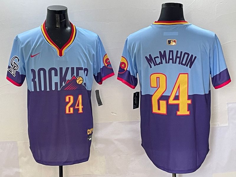 Men Colorado Rockies 24 Mcmahon Purple blue Joint Name 2025 Nike MLB Jersey style 3